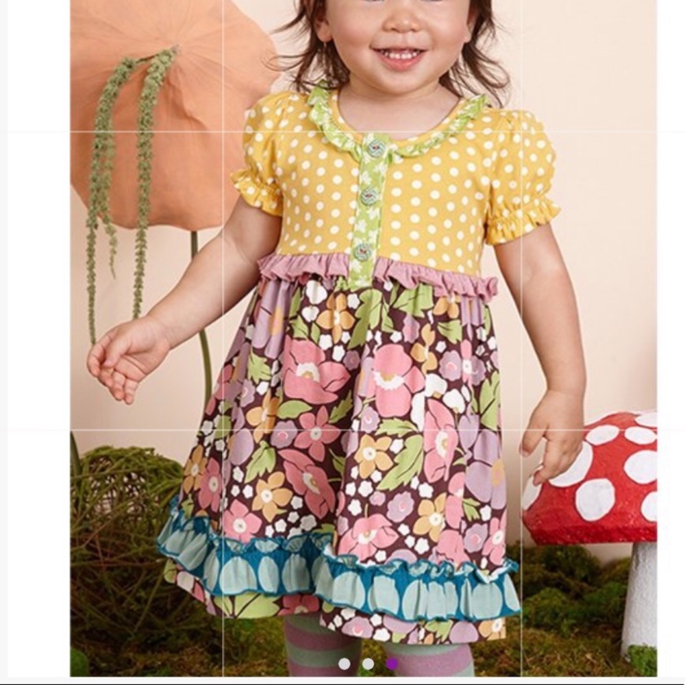 MJ Yellow polka dot & floral dress w diaper cover